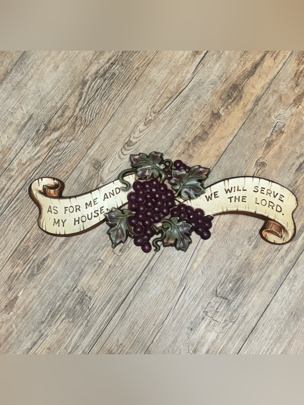 Vintage Home Interiors Metal Grape Scripture Wall Plaque